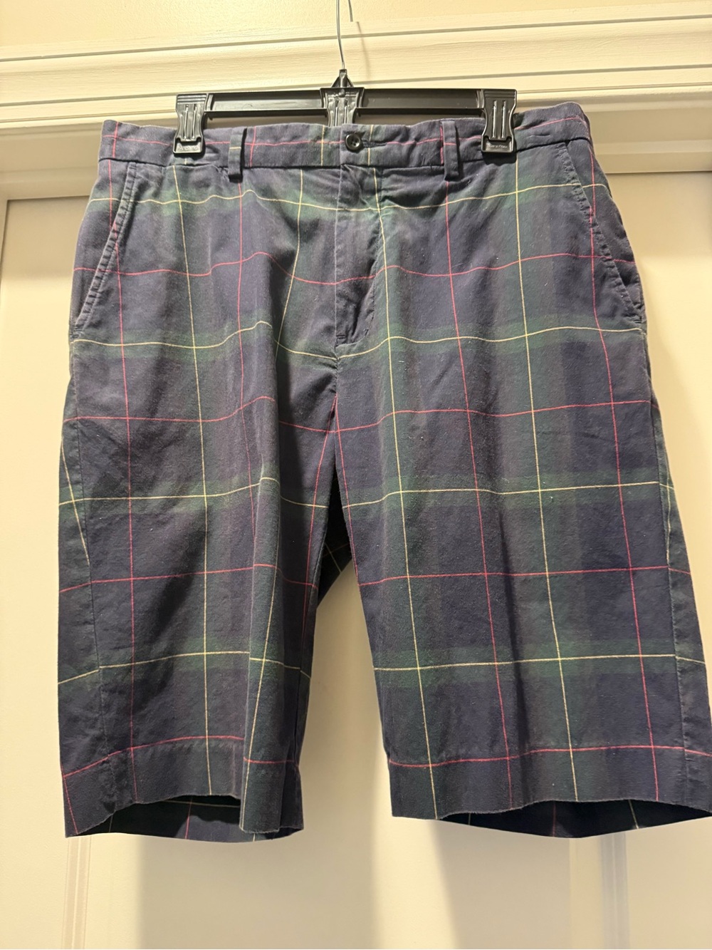 Polo Ralph Lauren Navy & Green windowpane Plaid Flat-Front Shorts